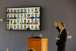 Dr Uggen speaking at the Talarico Lecture